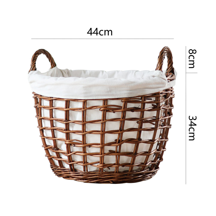 Handcrafted storage basket with cotton lining