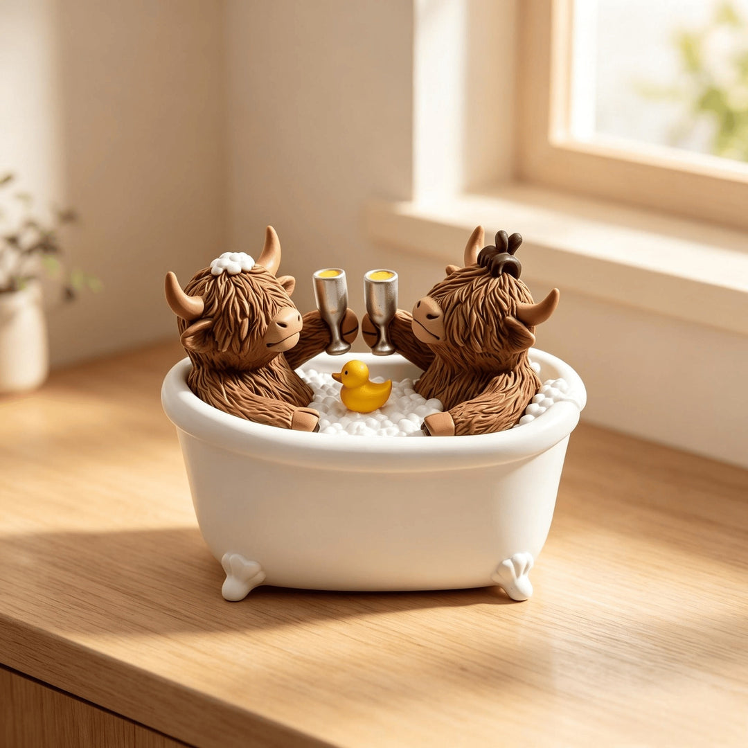 Decoration figure bathing highland cattle