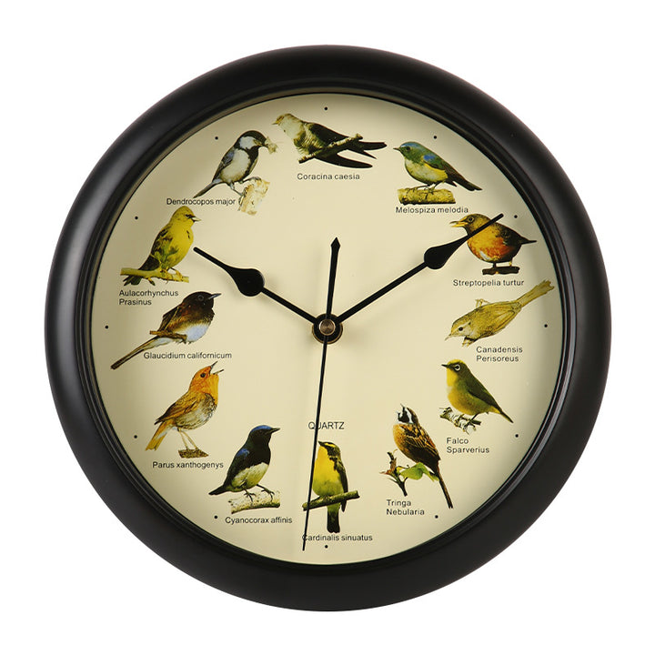 Wall clock with colorful bird design