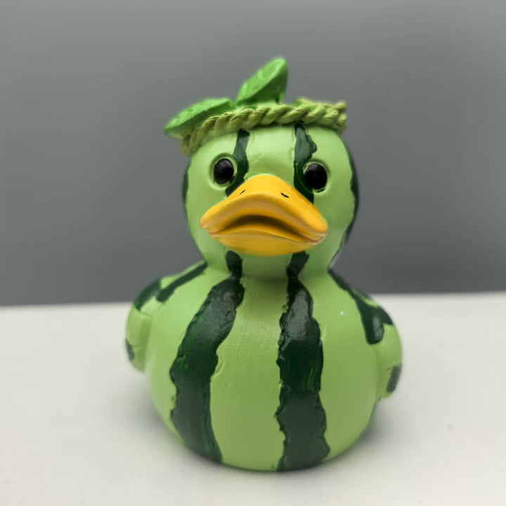 Funny rubber duck with strawberry design