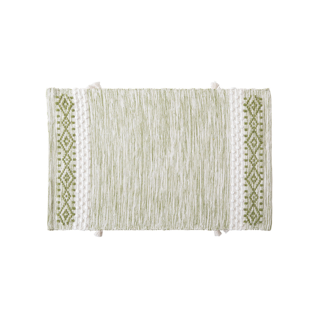 Woven runner with striped pattern, tassels and flat cotton structure