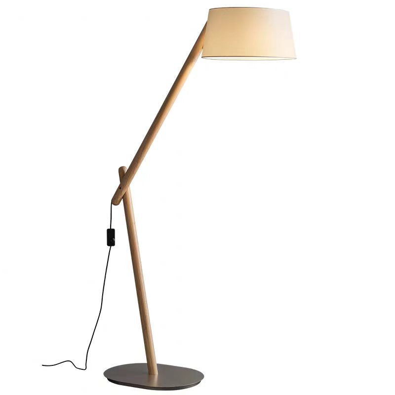 Adjustable wooden floor lamp