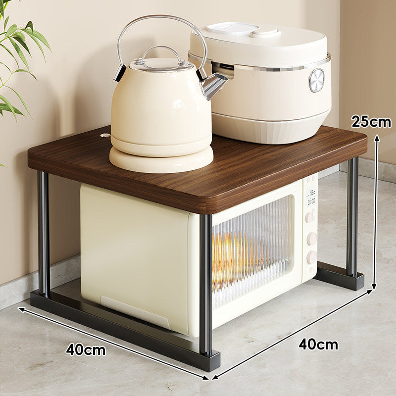 Countertop Appliance Riser Shelf with Wood-Top and Metal Frame