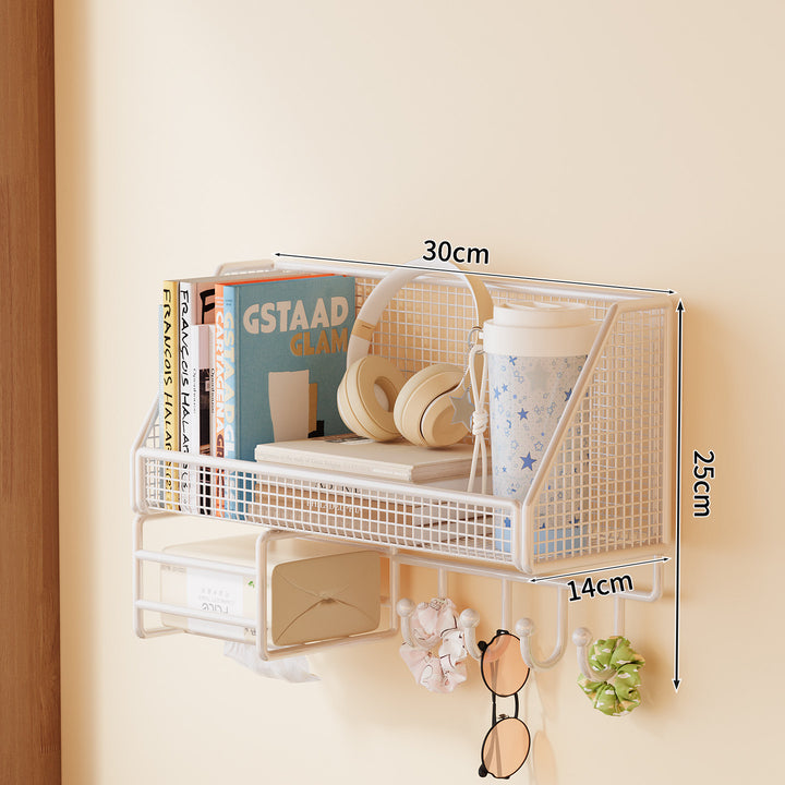 Wall-mounted mesh storage shelf