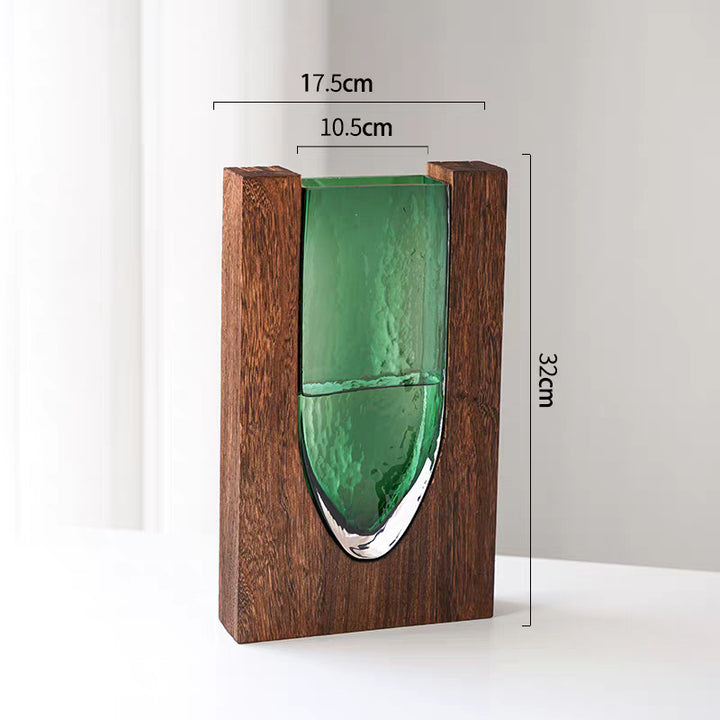 Contemporary Glass and Wood Centerpiece