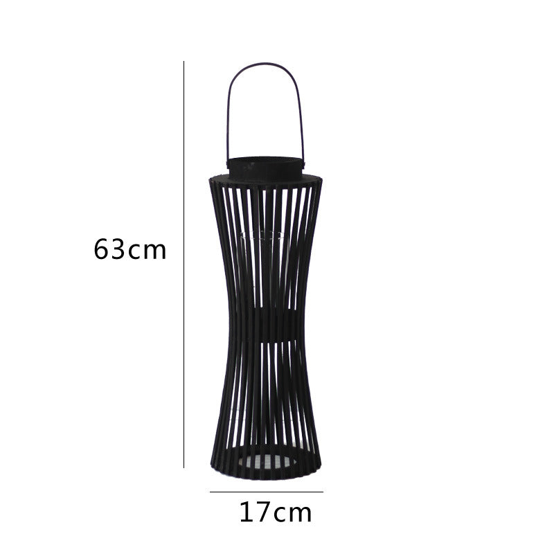 Elegant lantern made of woven wood