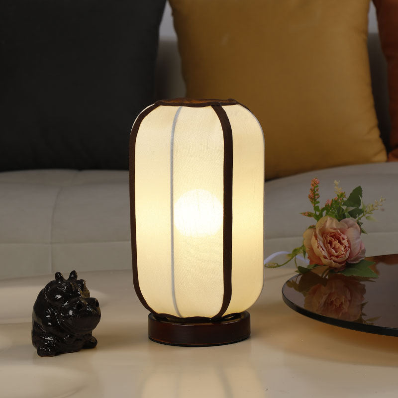 Linen Lantern Style Nightstand Lamp