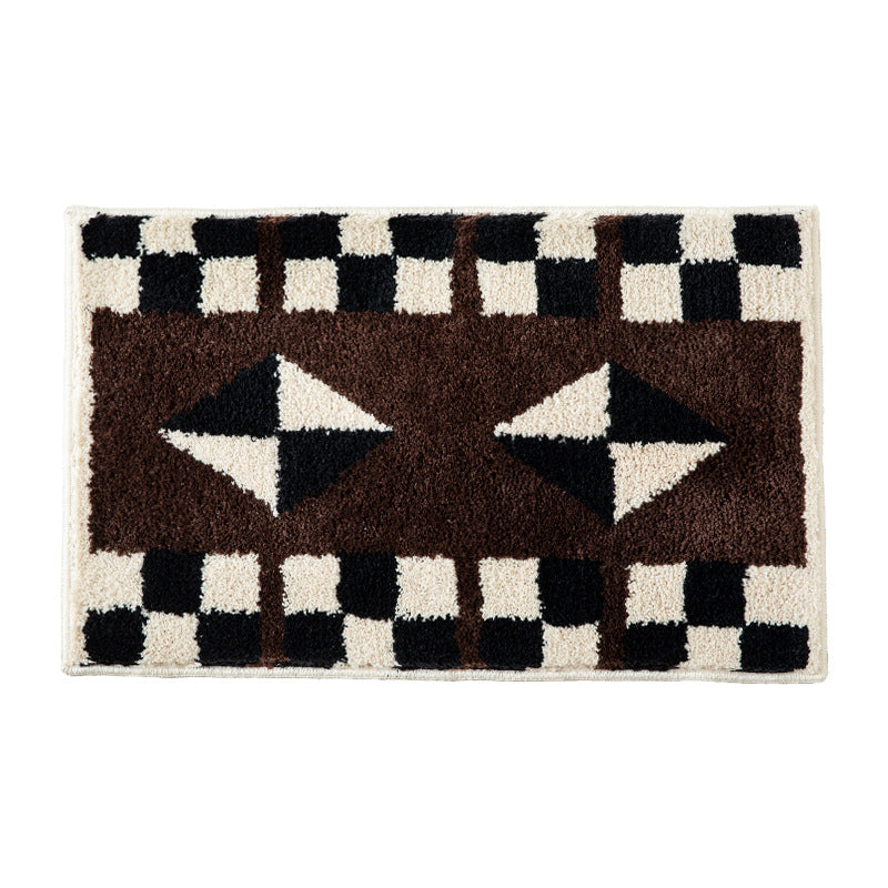 Non-slip bath mat with geometric ethnic pattern