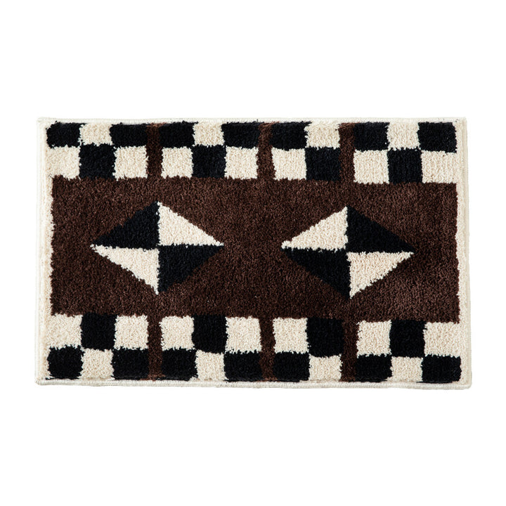 Non-slip bath mat with geometric ethnic pattern
