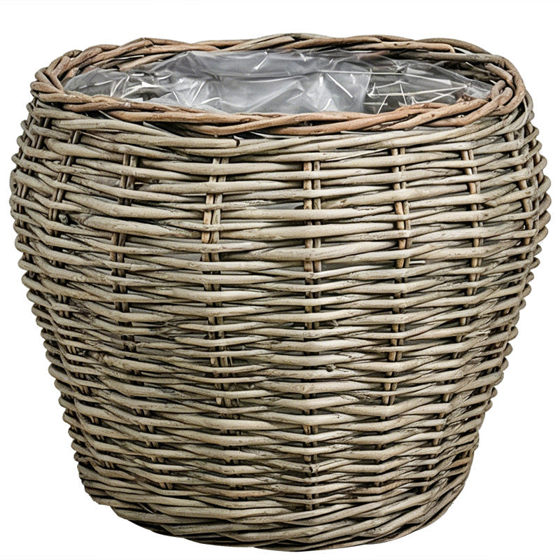 Decorative plant basket with plastic inner bag