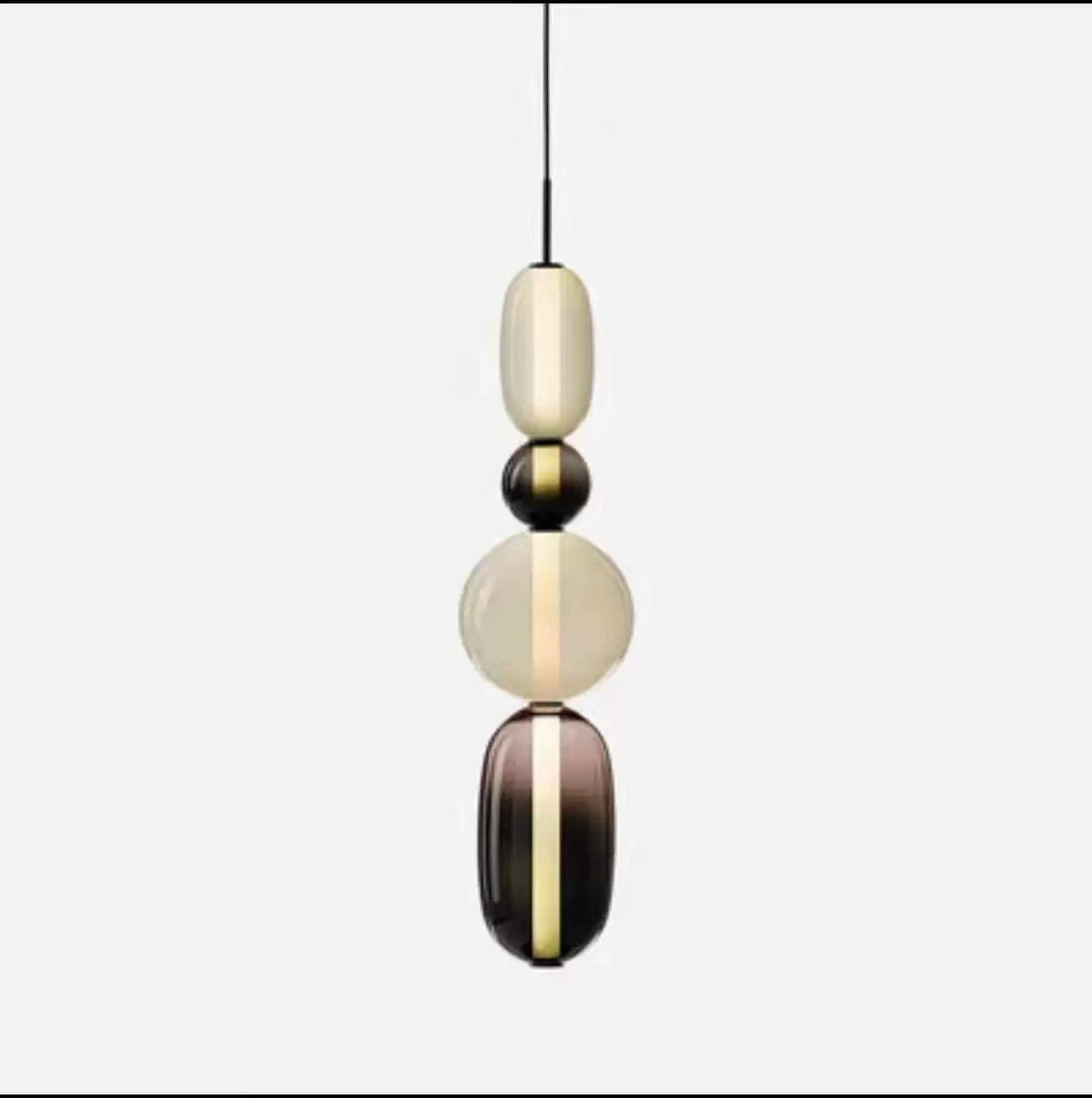 Stacked Orb Glass Pendant with Mixed Surface