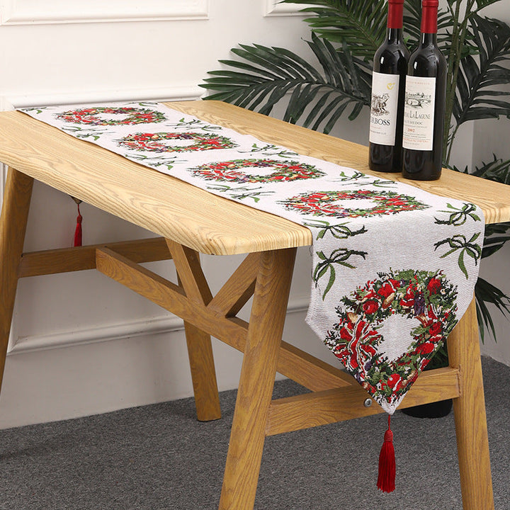 Festive table runner with reindeer motif