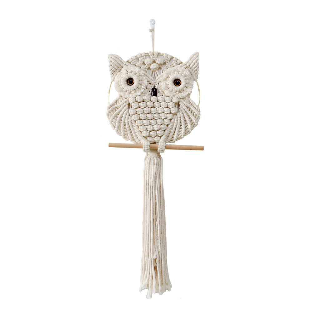 Artful Macrame Wall Hanging In Owl Shape