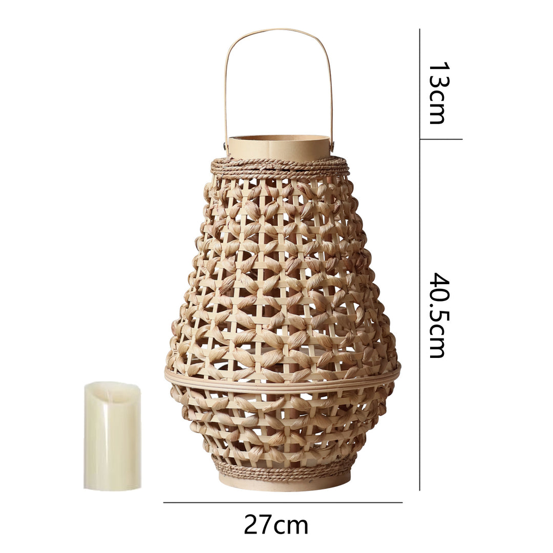 Elegant lantern made of braided rattan