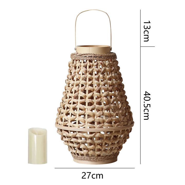 Elegant lantern made of braided rattan