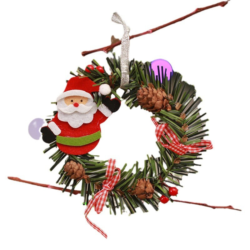 Festive Pine Cone Wreath with Reindeer Decoration