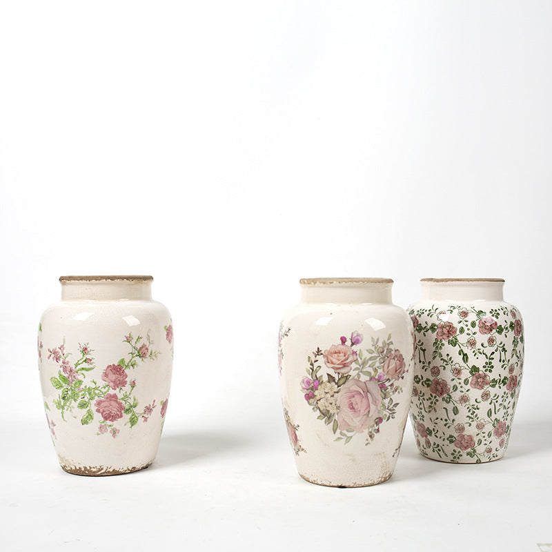 Floral Ceramic Vase with Artistic Design
