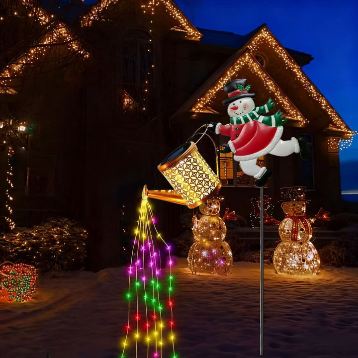Solar-powered decorative garden stake light with crescent moon fairy lantern