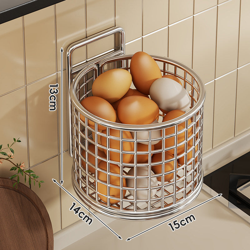 Wall-Mounted Stainless Steel Wire Egg Storage Basket