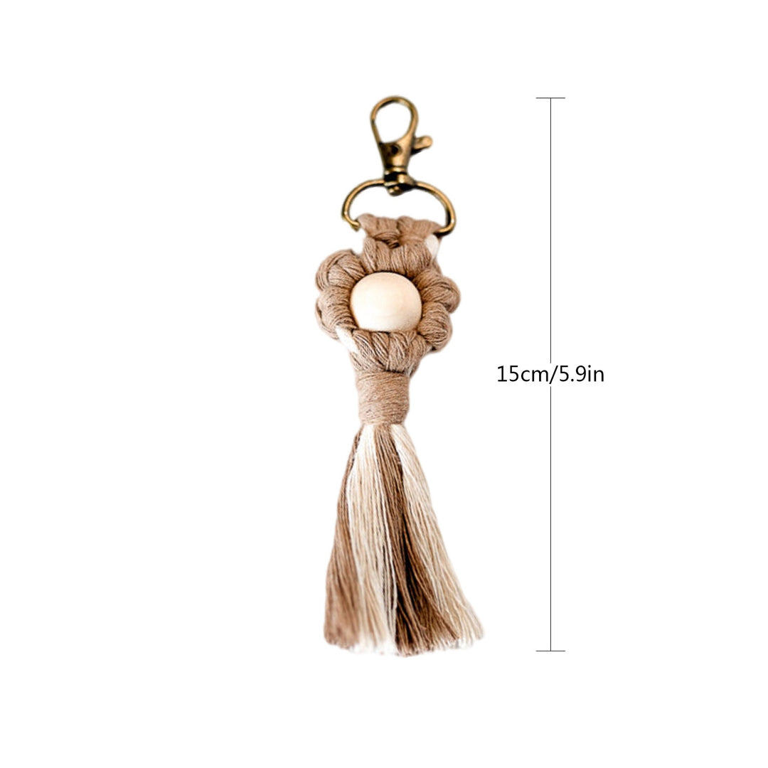 Macrame Keychain with Wooden Accents