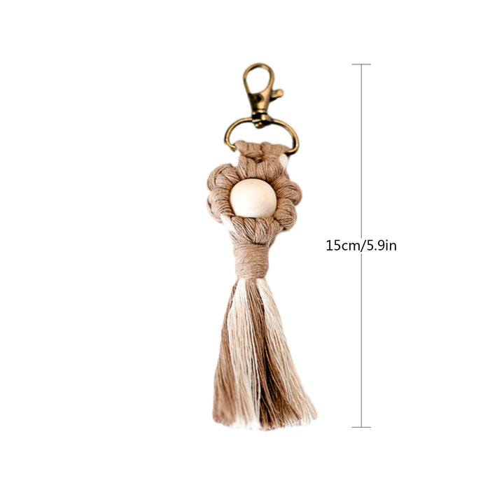 Macrame Keychain with Wooden Accents