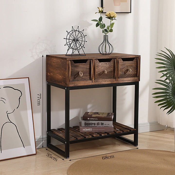 Rustic Wooden Console Table with Storage