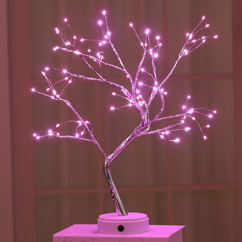 Star-decorated LED branch table lamp with warm micro dimmable lights