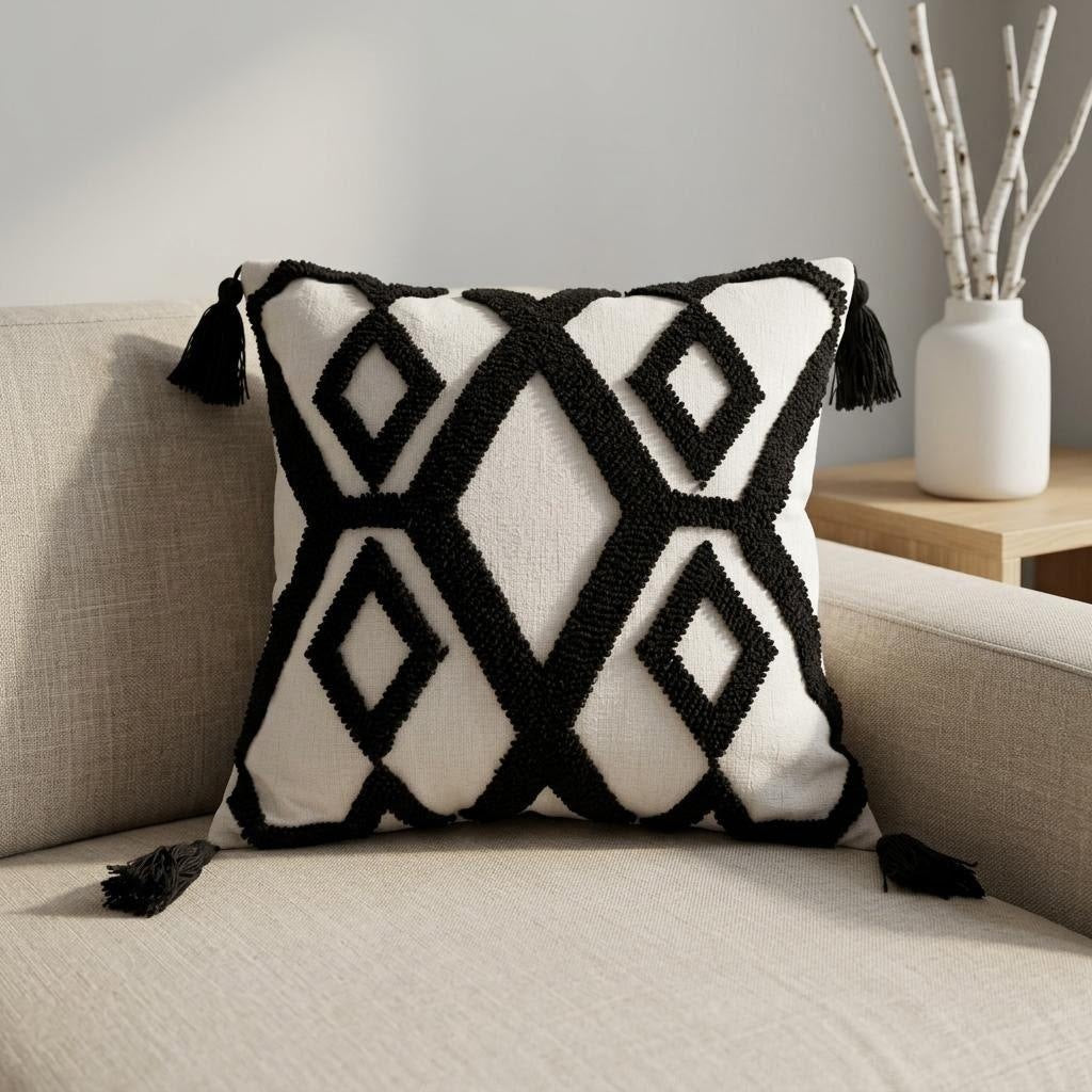 Geometric Patterned Textile Throw Pillow