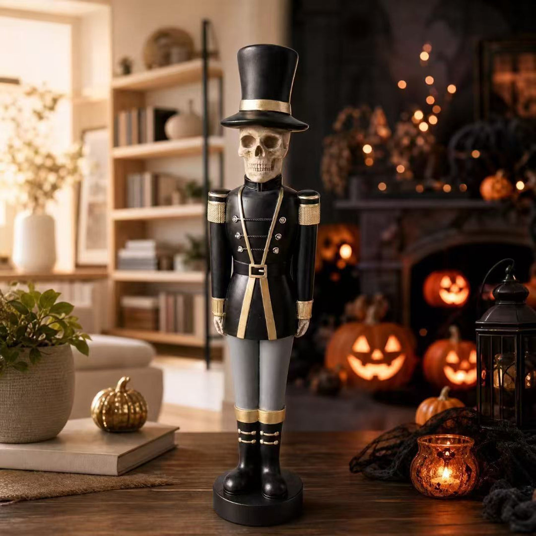 Decorative skeleton figure in military look