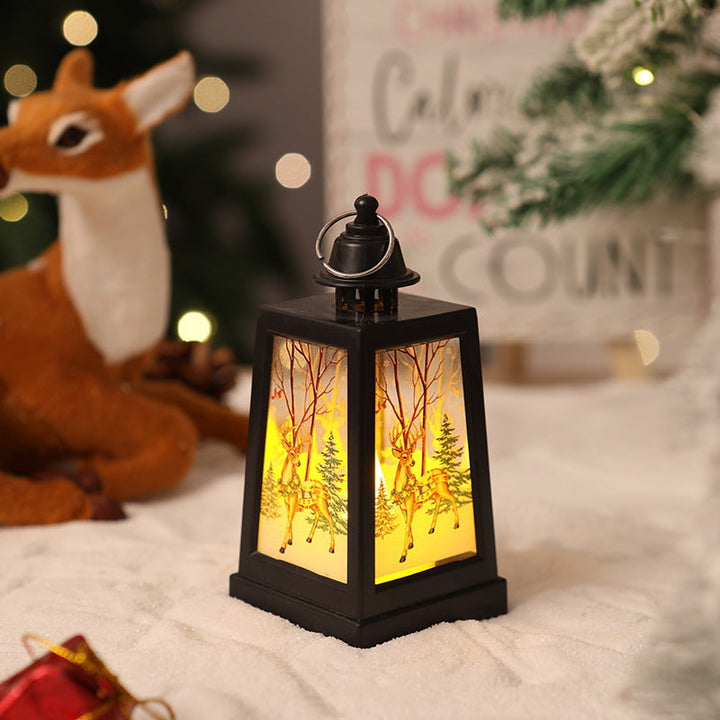 Decorative Christmas lantern with winter motifs