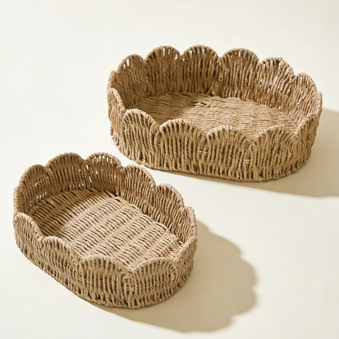 Decorative storage basket with wave edge