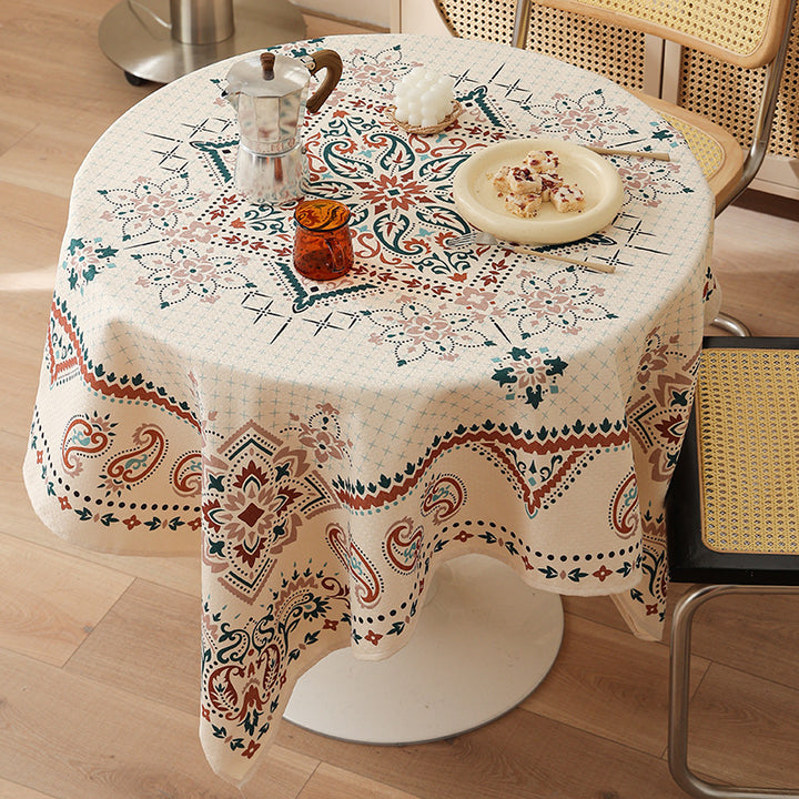 Rectangular oilcloth tablecloth with paisley pattern