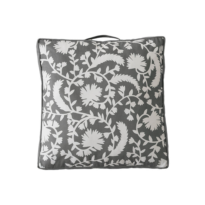 Padded chair cushion with carrying handle and decorative stitching