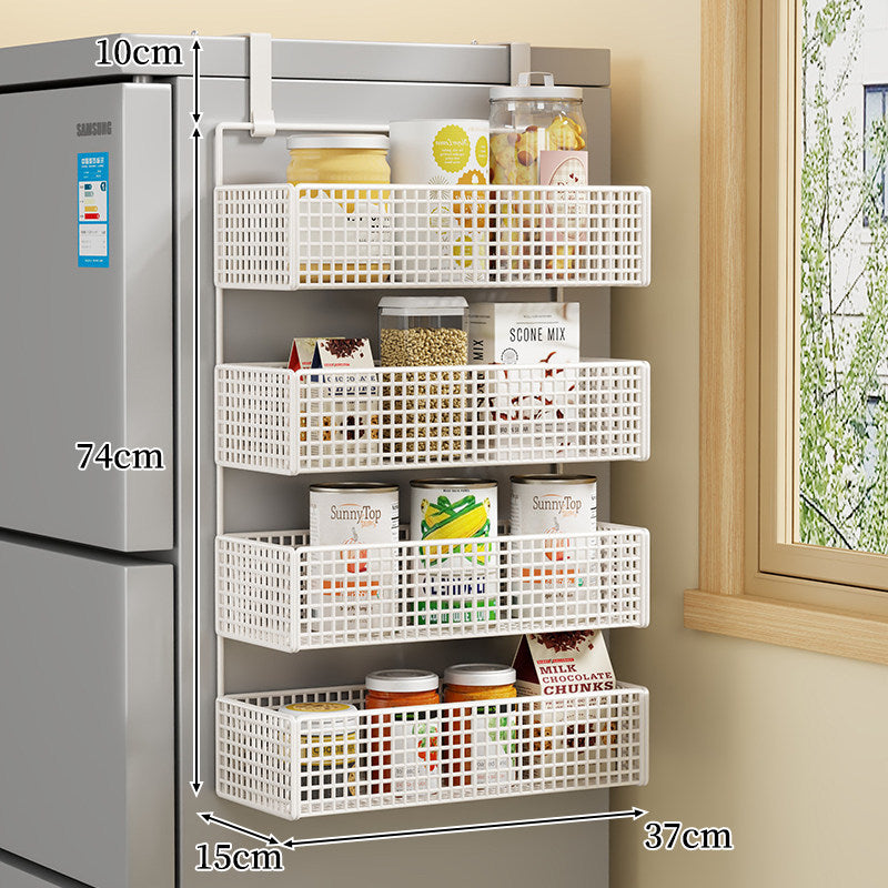 Over-Door Two Tier Metal Mesh Hanging Kitchen Storage Basket Organizer with Hooks