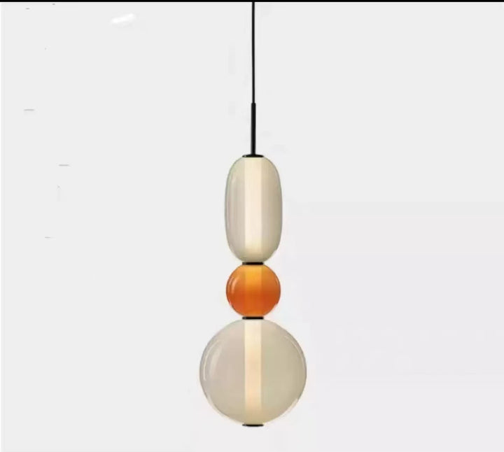 Stacked Orb Glass Pendant with Mixed Surface