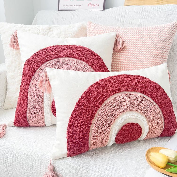Textured Boho Rainbow Throw Pillow