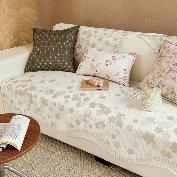 Elegant Floral Print Sofa Throw Cover