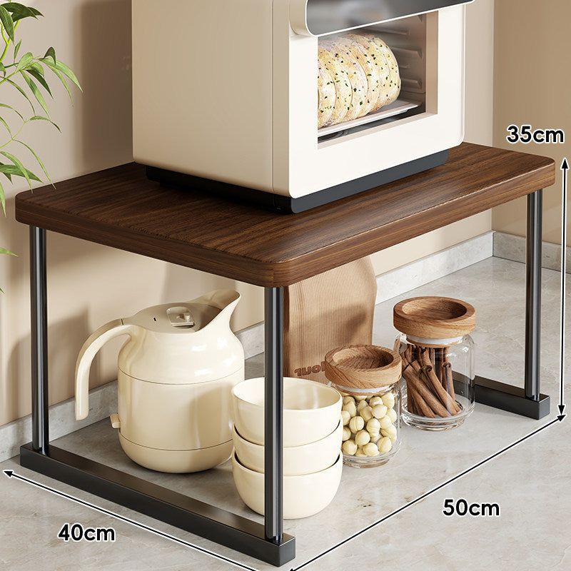 Countertop Appliance Riser Shelf with Wood-Top and Metal Frame