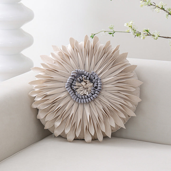 Decorative flower cushion with 3D flower applique