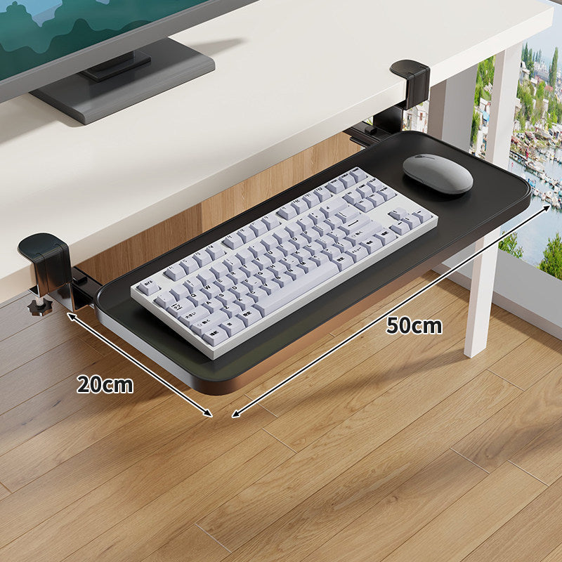 Clamp-Mounted Sliding Ergonomic Woodgrain Keyboard & Mouse Platform
