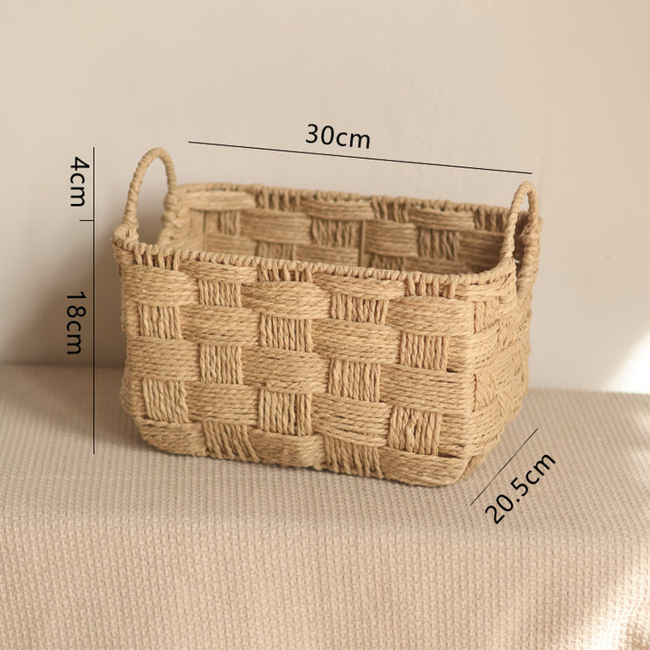 Handmade storage basket with practical handle