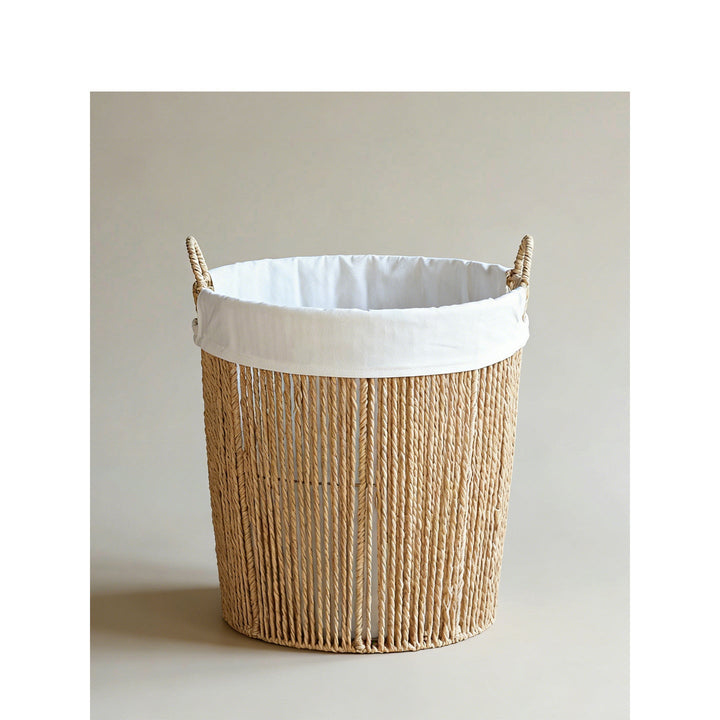 Braided basket with fabric insert