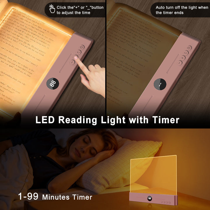Edge-Lit Acrylic Makeup Mirror Panel with Digital Timer and USB-C Rechargeable LED Base