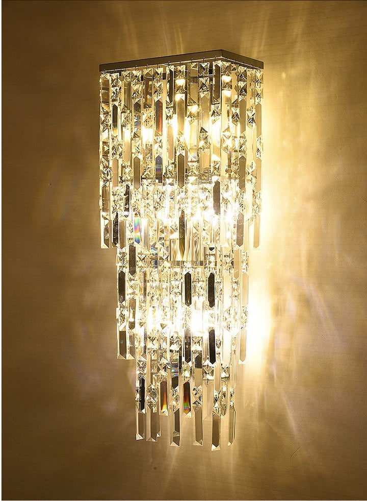 Contemporary crystal rectangular pendant light