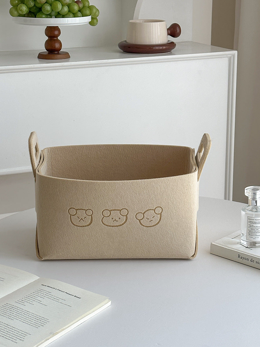 Felt Storage Baskets with Bear Design