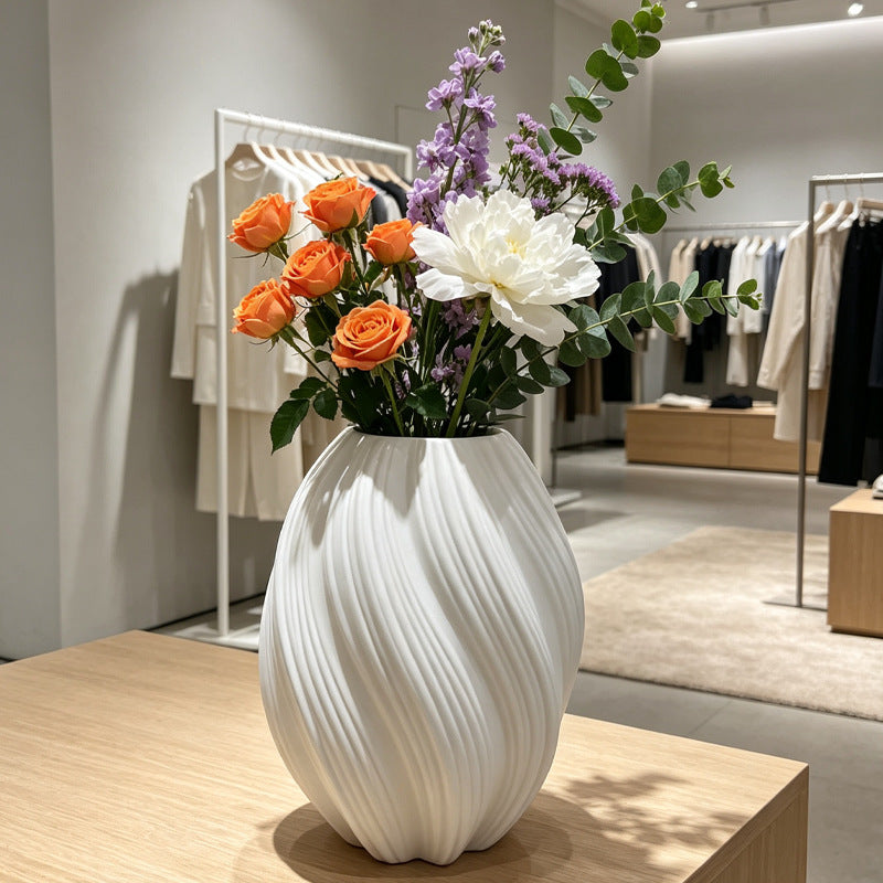 Elegant Vertical Ribbed Decorative Vase