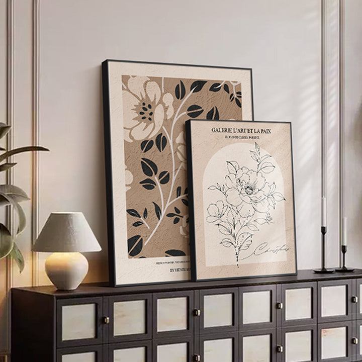 Elegant Floral Line Drawing Art Print