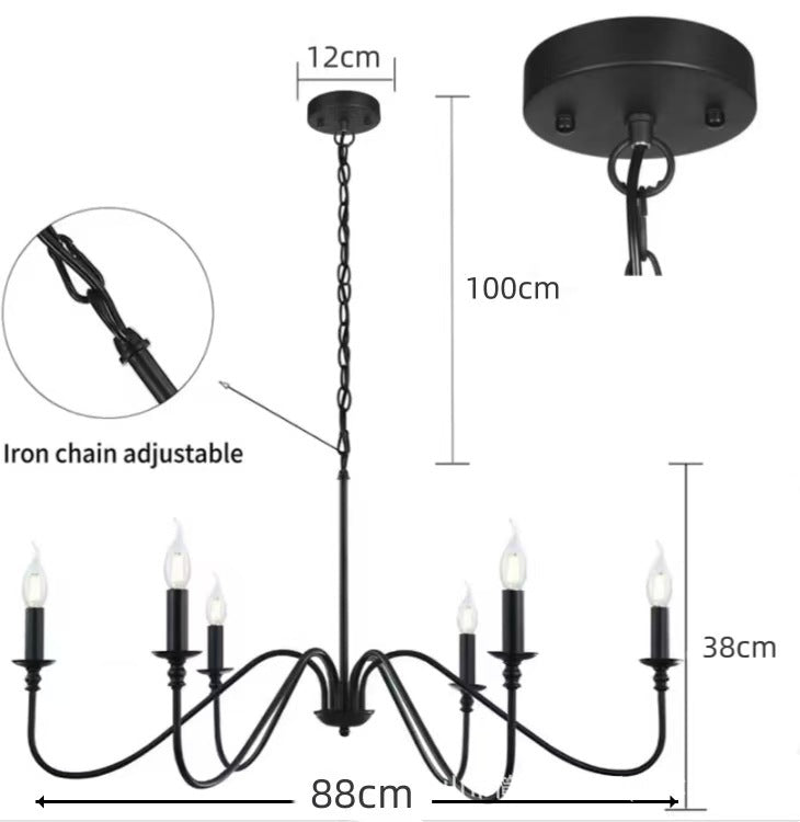 More modern industrial multi-armed minimalist candle holder chandelier pendant light
