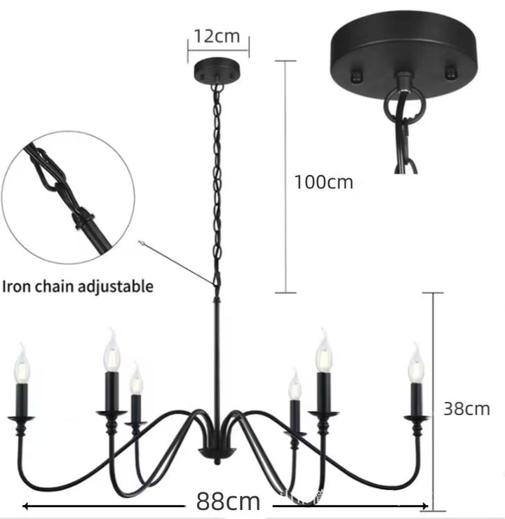 More modern industrial multi-armed minimalist candle holder chandelier pendant light