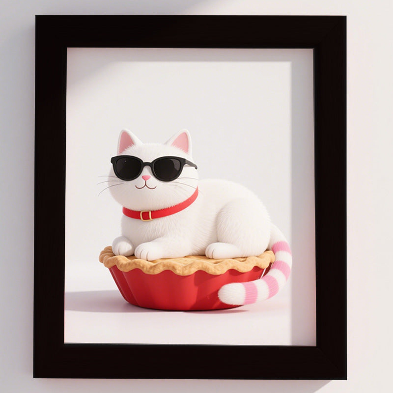 Playful Cat Illustration Frame